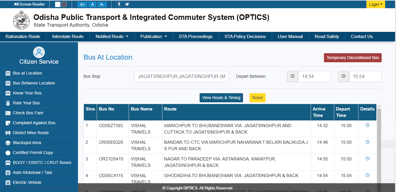 WebGIS for Public Transport Planning and Operations — 2 optics bus at location